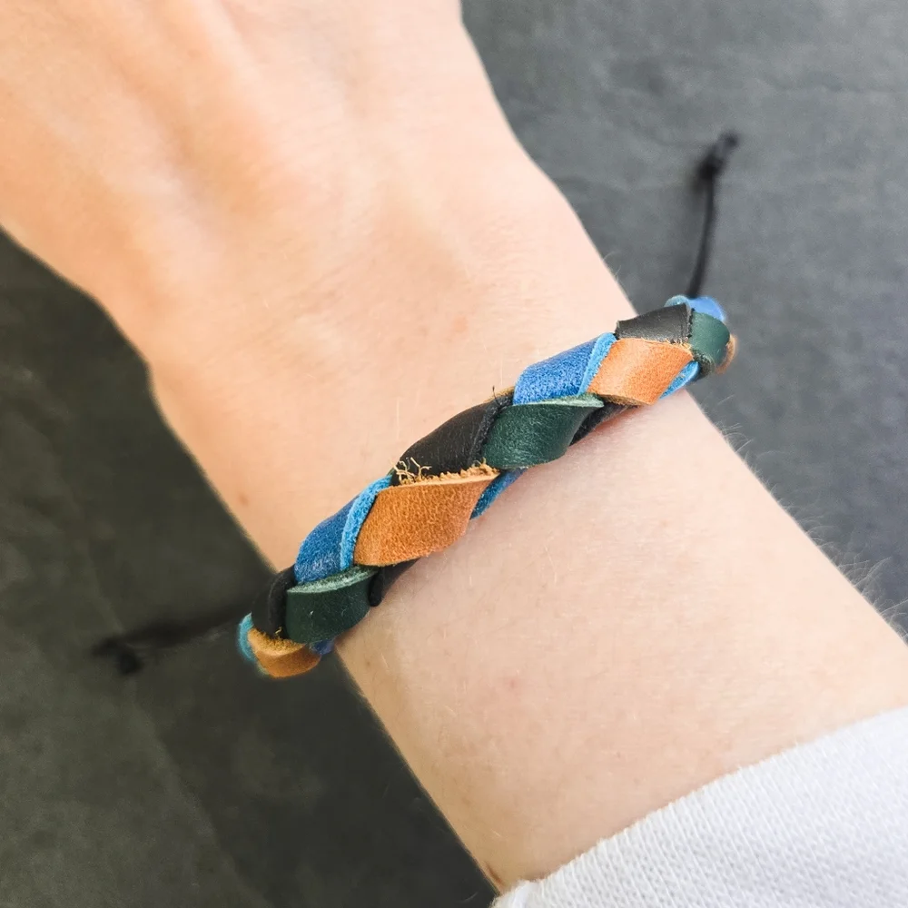 💥3 for $30💥NWT Artisan Braided Leather Bracelet, Blue, Black, Green, and Tan
